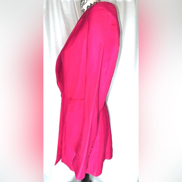 Massimo Dutti Vibrant Pink Double Breasted Linen Blazer - Picture 2 of 7